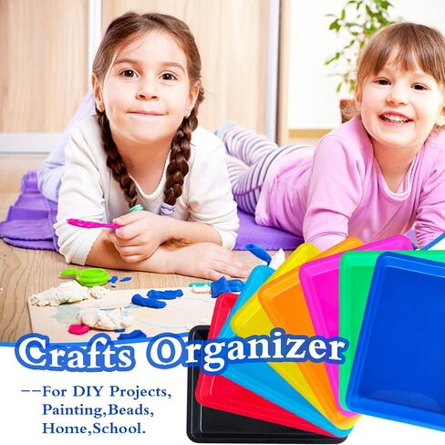 10 Pack Plastic Art Trays: 8 Color Sensory Trays for Kids Crafts & DIY Projects in Kuwait