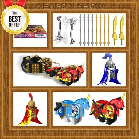 Weapon Pack for Minifigures Accessories Kit Knight Weapons Set Include Horse Carriage Barding Armor Helmet Shield for Ages 5+ Compatible with All Major Brands (Medieval Weapon) in Saudi Arabia