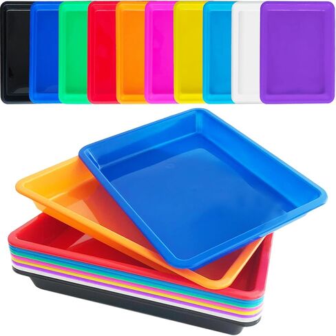 10 Pack Plastic Art Trays: 8 Color Sensory Trays for Kids Crafts & DIY Projects in Kuwait