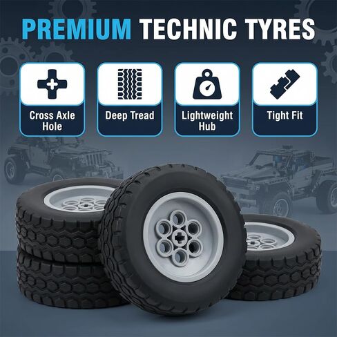Technic Wheel Tire Set, 62x20mm Tire 43.2x18mm Rim, Compatible with legoes in Saudi Arabia