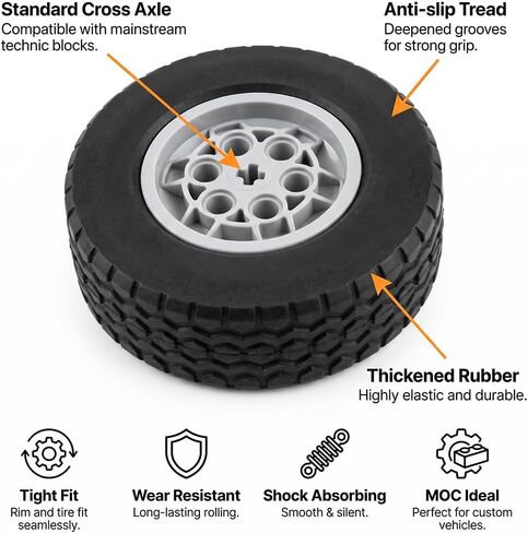 Technic Wheel Tire Set, 62x20mm Tire 43.2x18mm Rim, Compatible with legoes in Saudi Arabia