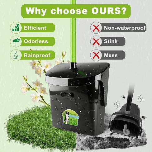 Pooper Scooper Swivel Bin & Rake with 50 Waste Bags, 38" Long Adjustable Handle Dog Poop Scooper for Yard Large Medium Small Dog, Easy to Clean Pet Waste Use on Grass, Dirt, Concrete or Gravel in Saudi Arabia