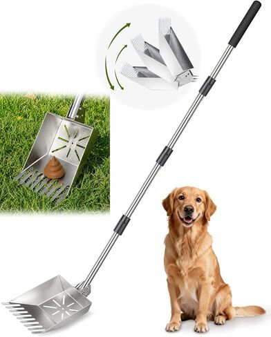 71" Stainless Steel Pooper Scooper, 3-Adjustable Angle Dog Shovel & Rake in Saudi Arabia