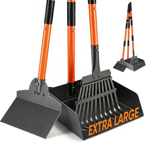 Pooper Scooper for Dogs, 38" Long Handle Metal, XL Tray, 3-Piece Set in Kuwait