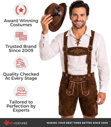 Adult Oktoberfest Brown Hat- German Bavarian Swiss Traditional Hats - Tyrolean Felt Lederhosen Costume Fedora with Feather in Kuwait