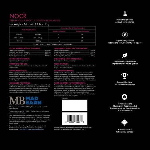 Mad Barn - NOCR 1 kg | Respiratory Health Supplement for Horses | Supports Healthy Lung Function | Helps Maintain Stamina and Peak Performance in Kuwait