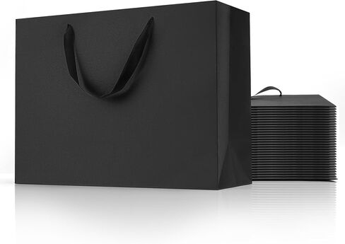 MOXARYSU Extra Large Black Gift Bags: 16x6x12 Inch 3pcs Black Paper Bags With Handles Bulk For Party Shopping Birthday Wedding (XL-3) in Saudi Arabia