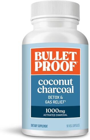 Bulletproof Activated Charcoal, 100% Coconut, Heartburn and Gas Relief, 90 Capsules in Kuwait