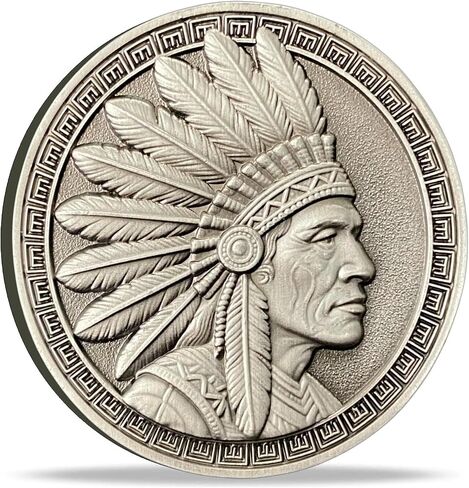 Native American Challenge Coin - Chief Headdress & Eagle Design - Symbol of Wisdom, Courage, Strength - Ideal Gift for History Enthusiasts & Collectors in Saudi Arabia