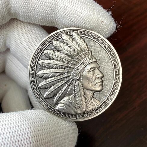 Native American Challenge Coin - Chief Headdress & Eagle Design - Symbol of Wisdom, Courage, Strength - Ideal Gift for History Enthusiasts & Collectors in Saudi Arabia