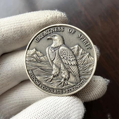 Native American Challenge Coin - Chief Headdress & Eagle Design - Symbol of Wisdom, Courage, Strength - Ideal Gift for History Enthusiasts & Collectors in Saudi Arabia