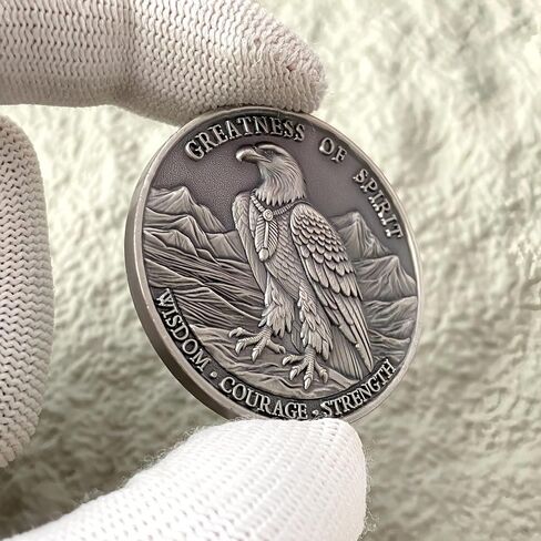 Native American Challenge Coin - Chief Headdress & Eagle Design - Symbol of Wisdom, Courage, Strength - Ideal Gift for History Enthusiasts & Collectors in Saudi Arabia