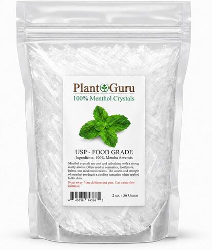 بلورات المنثول 4 أوقية. Mentha Arvensis 100% طبيعي نقي بدرجة الغذاء USP - رائع لمستحضرات التجميل والمراهم والبلسم والكريمات وصناعة الصابون. in Kuwait