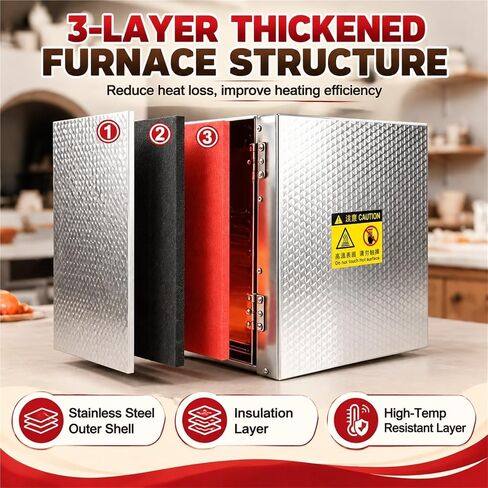 1500W Electric Kiln Furnace - 4-Sided Melting Oven for Jewelry & Pottery, High-Temperature Ceramic Kiln, Perfect for Professional Artists & Hobbyists in Kuwait