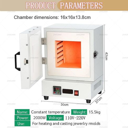 2000W Electric Muffle Furnace, 1150℃ High-Temperature Kiln for Metal Melting, Jewelry Making, Dentistry & Ceramic Work, Professional Electric Kiln for Laboratories in Kuwait