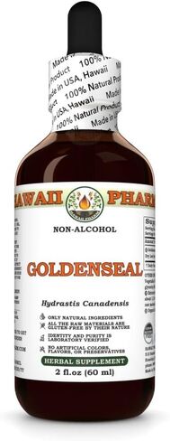 مستخلص سائل خالي من الكحول من HawaiiPharm Goldenseal، مستخلص ذهبي عضوي (Hydrastis Canadensis) أوراق غليسيريت مجففة، مكمل عشبي طبيعي 2 أونصة in Kuwait