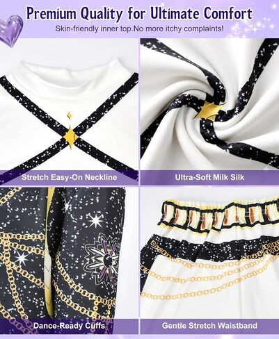 Girls Halloween Costume, Pop Singer Costume, Top Pants with Purple Braid for Cosplay Birthday Party, 4-12 Years in Saudi Arabia
