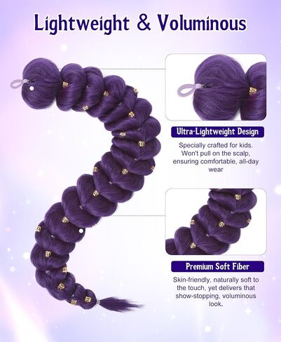 Girls Halloween Costume, Pop Singer Costume, Top Pants with Purple Braid for Cosplay Birthday Party, 4-12 Years in Saudi Arabia