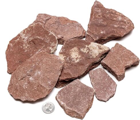 Natural Slate Stone for Aquariums, Fish Tanks, Terrariums, Aquascaping and Amphibian Enclosures, Mix of Large and Medium Size Rocks - by SubstateSource (5 Pounds, Red River) in Kuwait