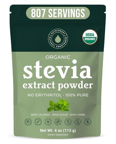 NatriSweet Stevia Powder, 4 oz, Pure Stevia Sweetener with No Additives, No Fillers, Zero Carbs, Zero Calorie, Organic Stevia Powder For Sugar Substitute, 300 Times Sweeter Than Sugar, 800+ Servings in Kuwait