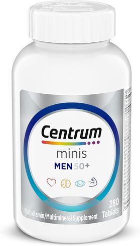 Centrum Minis Silver Multivitamin for Men 50 Plus, Multivitamin/Multimineral Supplement, Vitamin D3, B-Vitamins and Zinc, Non-GMO Ingredients, Supports Memory and Cognition in Older Adults - 280 Ct in Kuwait