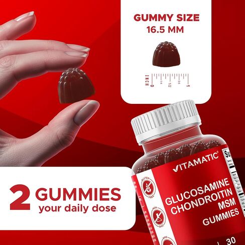 Vitamatic 2 Pack Glucosamine Chondroitin Gummies مع MSM وفيتامين E - دعم المفاصل - 60 علكة تعتمد على البكتين in Kuwait