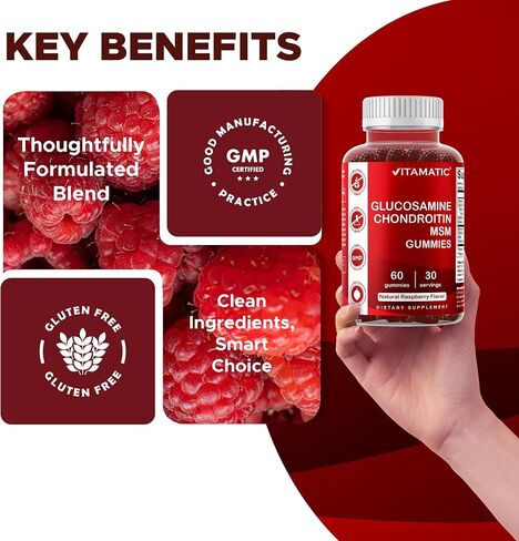 Vitamatic 2 Pack Glucosamine Chondroitin Gummies مع MSM وفيتامين E - دعم المفاصل - 60 علكة تعتمد على البكتين in Kuwait