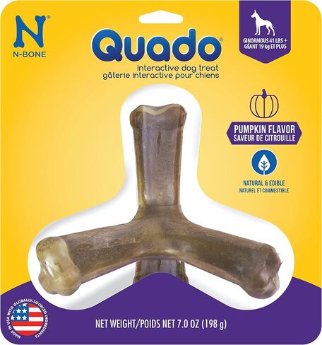 N-Bone Quado Edible Interactive Dog Chew, Peanut Butter Flavor, Easy Grip Design, Organic Dog Chew Good for Oral Health, Interactive Dog Treat, No Additives -Medium in Saudi Arabia