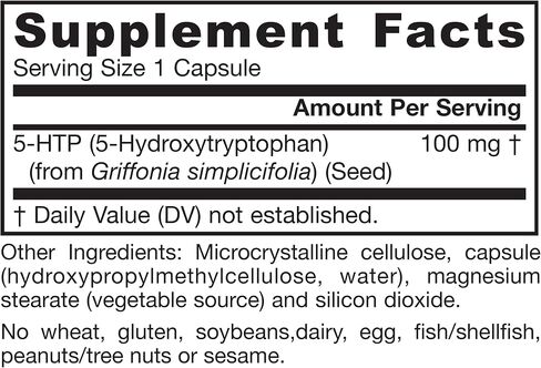 Jarrow Formulas 5-HTP - 60 Veggie Capsules - Supports Melatonin Production & Serotonin Synthesis - Dietary Supplement May Support Sleep - 60 Servings in Kuwait