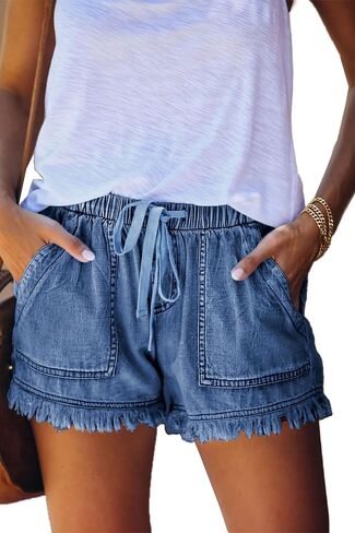HVEPUO Women Casual Summer Shorts Elastic High Waisted Short Pants with Pockets in Kuwait