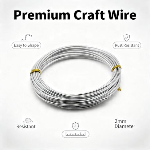 Aluminum Wire, Wire Armature, Bendable Metal Craft Wire for Making Dolls Skeleton DIY Crafts (12Gauge(2mm), Silver) in Kuwait