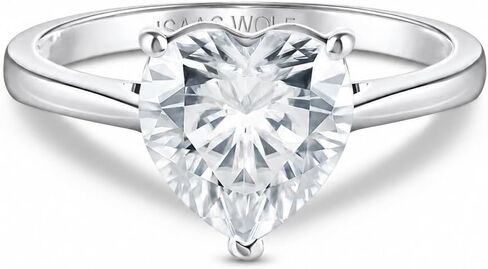 ISAAC WOLF 10k Solid Gold 3 Carat Heart Cut Genuine Flawless Moissanite Diamond Solitaire Engagement Wedding Ring 10k Solid White, Yellow OR Rose GOLD in Saudi Arabia