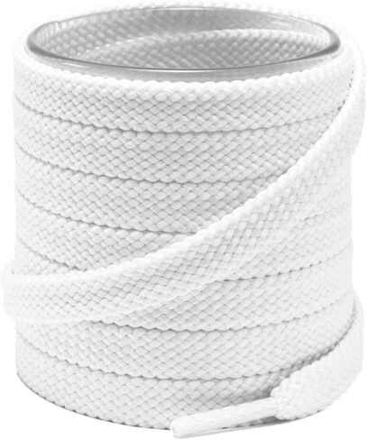 Shoemate Thick Flat 5/16" Shoe Laces for Sneakers and Athletic Shoes, Shoe Strings - 2 Pack (White) in Kuwait