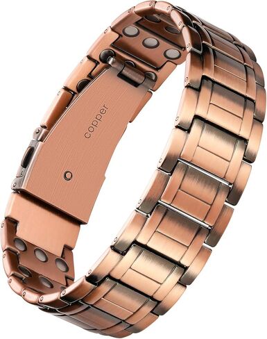 Feraco Copper Bracelet for Men Arthritis & Joint Pain Relief, 3X Ultra Strength Magnetic Bracelets, 99.99% Pure Copper with 3500 Gauss Neodymium Healing Magnets, Adjustable with Gift Box in Kuwait