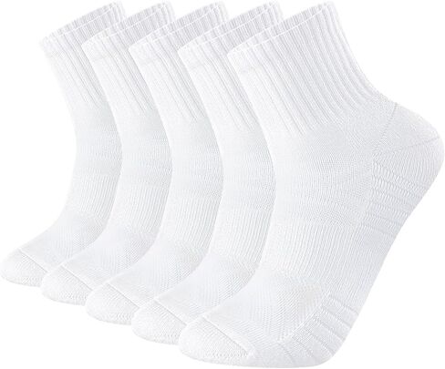 YUEDGE Womens Cushioned Quarter Socks Ankle Tennis Training Athleitc Socks for Women 6-9/9-12, 5 Pairs in Kuwait