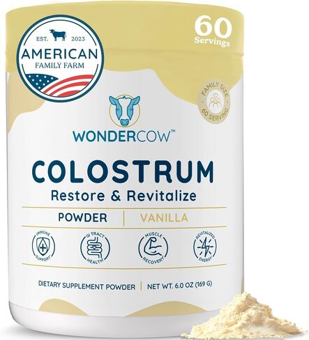 Colostrum Powder Supplement for Gut Health, Immune Support, Muscle Recovery & Wellness | 40% IgG Highly Concentrated Pure Bovine Colostrum Superfood, Gluten Free, Elderberry, 30 Servings in Kuwait