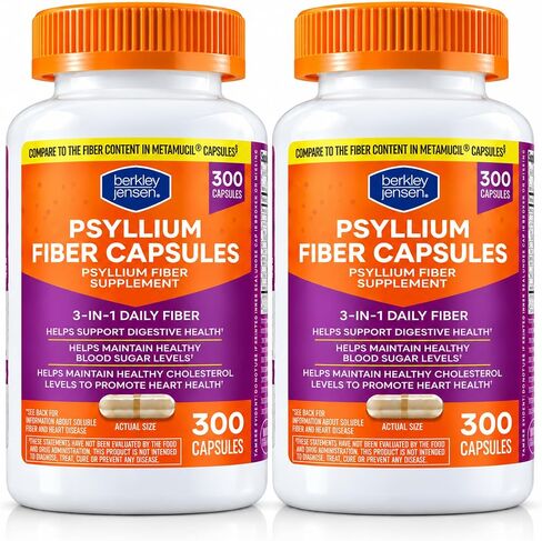 Berkley and Jensen BJ's Natural Fiber Capsules 600 ct,100% Natural Psyllium Husk in Kuwait