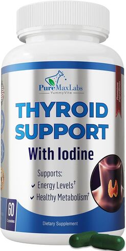 Thyroid Support with Iodine - Metabolism Booster, Energy Booster, Increase Focus - Premium Non-GMO Thyroid Supplement 60 Capsules in Saudi Arabia