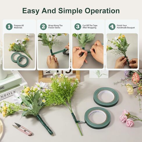 2 Rolls 32 Yards Green Floral Tape, 1/2 Inch Florist Tape in Saudi Arabia