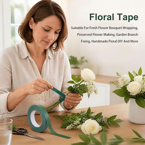 2 Rolls 32 Yards Green Floral Tape, 1/2 Inch Florist Tape in Saudi Arabia