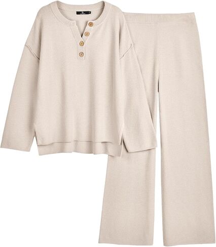 LILLUSORY Women's 2 Piece Trendy Outfits Oversized Slouchy Matching Sets Cozy Knit Sweatsuit Sets in Kuwait