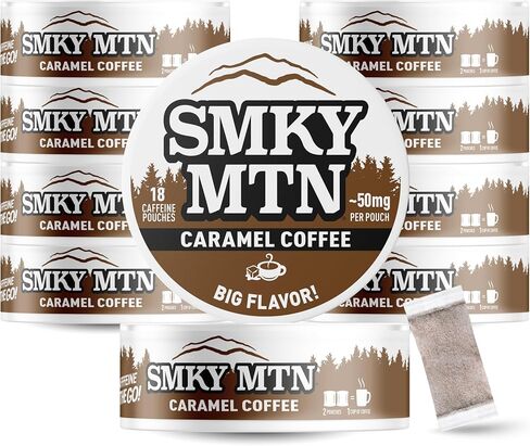 Smokey Mountain Caffeinated Pouches - Arctic Mint - Tobacco Free and Nicotine Free - 10 Can Box - 15 Pouches Per Can in Kuwait