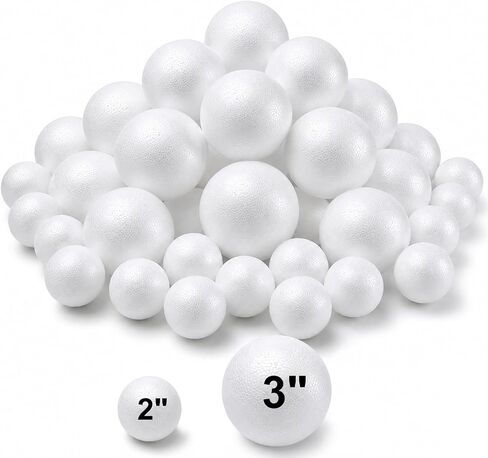 Yalumo 50 Pack Foam Balls for Crafts, 2 and 3 Inch White Polystyrene Balls in Saudi Arabia