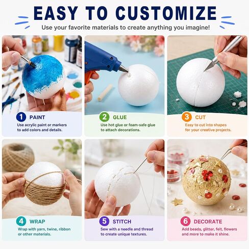 Yalumo 50 Pack Foam Balls for Crafts, 2 and 3 Inch White Polystyrene Balls in Saudi Arabia