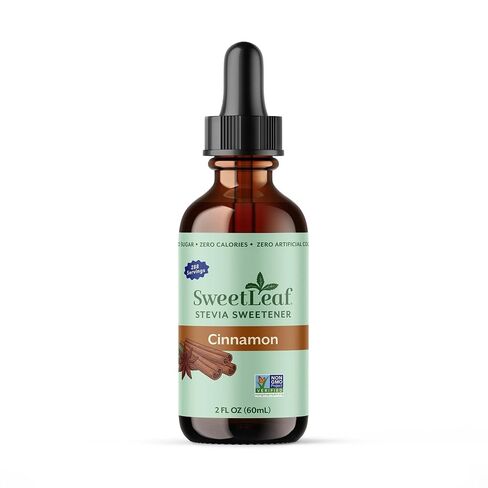 SweetLeaf Sweet Drops مُحلي القرفة السائل ستيفيا - سائل القرفة ستيفيا، صفر سعرات حرارية، صفر سكر، غير معدّل وراثيًا، خالي من الغلوتين، صديق للكيتو، سائل مستخلص قرفة ستيفيا - 2 أونصة سائلة in Kuwait