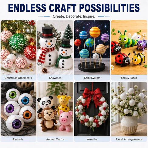 Yalumo 50 Pack Foam Balls for Crafts, 2 and 3 Inch White Polystyrene Balls in Saudi Arabia