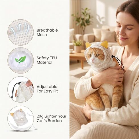 Cat Muzzle for Grooming Nail Trimming Breathable Mesh Cat Mask in Kuwait