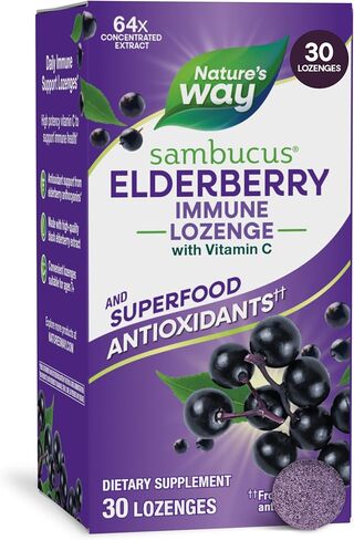 Nature's Way Sambucus Elderberry with Vitamin C Lozenges, Immune Support*, 30 Count in Kuwait