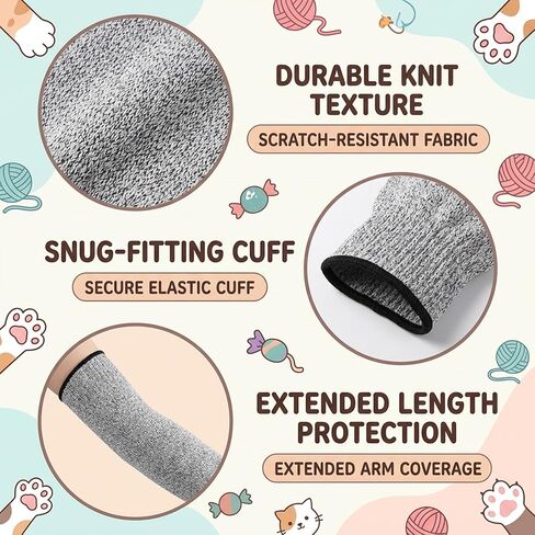 Cat Gloves for Grooming, A Pair Cat Grooming Glove, 40 CM Length Cat Gloves Bite Proof, Flexible Finger Design for Precise Control for Nail Trimming and Bathing for Cats and Dogs in Saudi Arabia