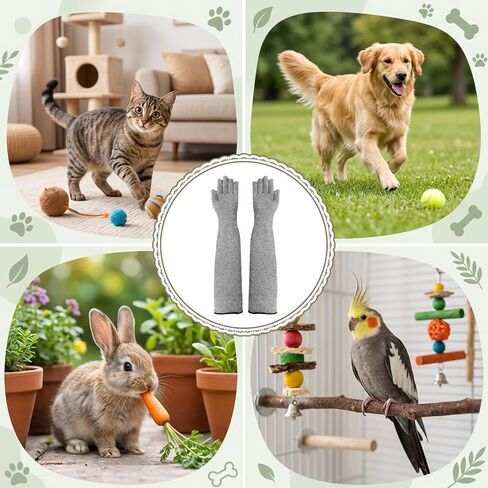 Cat Gloves for Grooming, A Pair Cat Grooming Glove, 40 CM Length Cat Gloves Bite Proof, Flexible Finger Design for Precise Control for Nail Trimming and Bathing for Cats and Dogs in Saudi Arabia